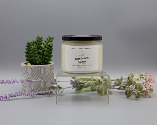 Black Amber & Lavender Hand Poured Candle