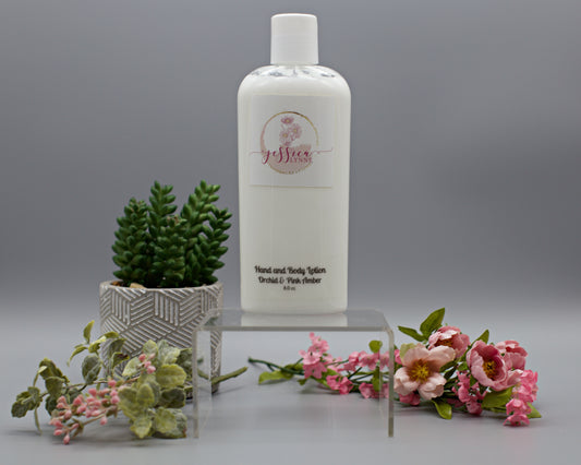 Orchid & Pink Amber - 8 Ounce Handmade Shea Butter Lotion