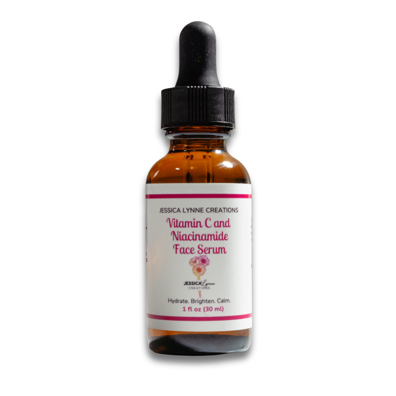 Bottle of Jessica Lynne Creations Vitamin C and Niacinamide Face Serum on a white background