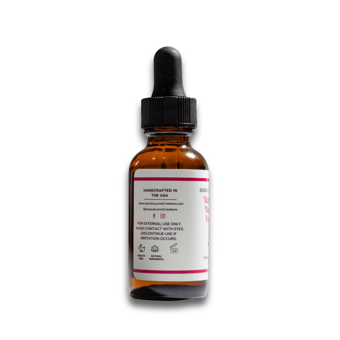 Bottle of Jessica Lynne Creations Vitamin C and Niacinamide Face Serum on a white background